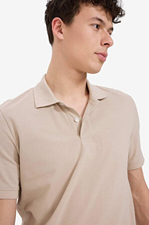 Regular Fit Kısa Kollu Basic Düz Pike Kumaş Polo Tişört