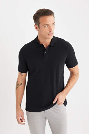 DeFacto Regular Fit Kısa Kollu Basic Düz Pike Kumaş Polo Tişört C1293AX25SPBK81