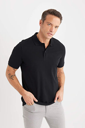 DeFacto Regular Fit Kısa Kollu Basic Düz Pike Kumaş Polo Tişört C1293AX25SPBK81