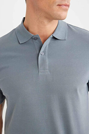 %100 Pamuk Regular Fit Kısa Kollu Basic Düz Pike Kumaş Polo Tişört