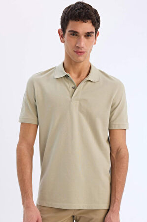 Regular Fit Kısa Kollu Basic Düz Pike Kumaş Polo Tişört
