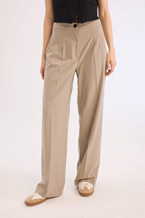 DeFacto Standart Boy Kumaş Pantolon Wide Leg Geniş Bol Paça Basic Düz Yüksek Bel C6402AX25SPBN592
