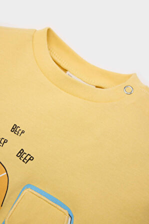 DeFacto Erkek Bebek Araç Baskılı 2'li Takım Uzun Kollu Waffle Tişört Beli Lastikli Alt E2396A525SPYL501