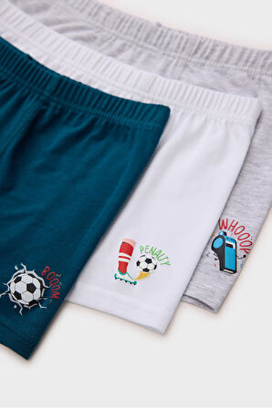 Erkek Çocuk Futbol Baskılı 3'lü Boxer