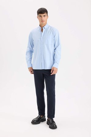 DeFacto %100 Pamuk Regular Fit Polo Yaka Oxford Basic Uzun Kollu Gömlek A8028AX25SPBE196