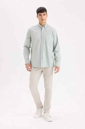 DeFacto %100 Pamuk Regular Fit Polo Yaka Oxford Basic Uzun Kollu Gömlek A8028AX25SPGN1128