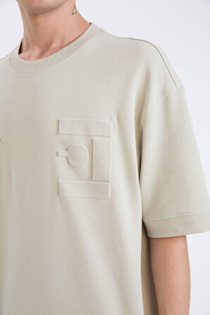 DeFacto Loose Fit Bisiklet Yaka Baskılı Kısa Kollu Ağır Kumaş Tişört D5557AX25SPKH494