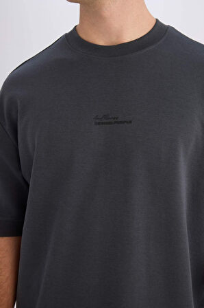 DeFacto Loose Fit Bisiklet Yaka Baskılı Ağır Kumaş Kısa Kollu Tişört D5496AX25SPAR231