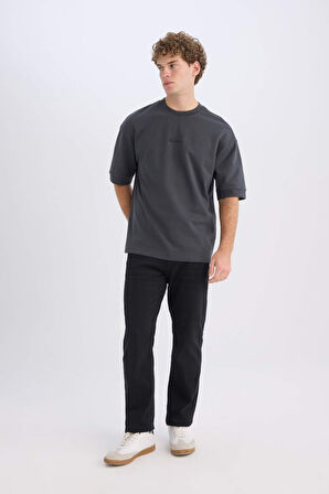 DeFacto Loose Fit Bisiklet Yaka Baskılı Ağır Kumaş Kısa Kollu Tişört D5496AX25SPAR231