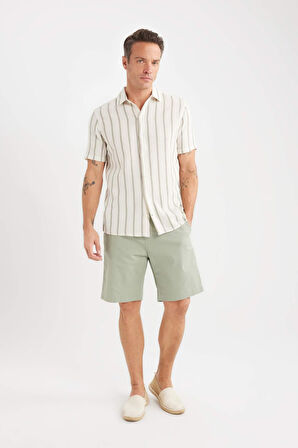 DeFacto Regular Fit Polo Yaka Çizgili Yazlık Kısa Kollu Gömlek D7660AX25SPER42