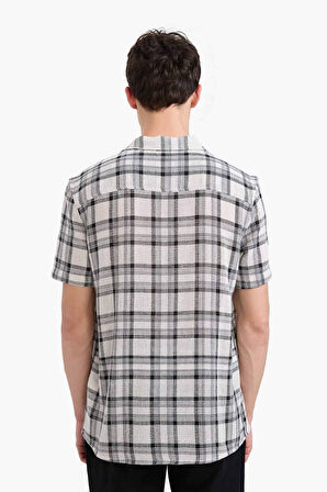 DeFacto Regular Fit Polo Yaka Kareli Yazlık Pamuklu Kısa Kollu Gömlek D7661AX25SPER42