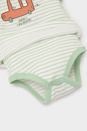 DeFacto Erkek Bebek Yenidoğan Bisiklet Yaka Araç Baskılı Uzun Kollu Çıtçıtlı Body E2456A525SPER105