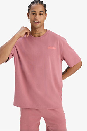 DeFactoFit Oversize Geniş Kalıp Bisiklet Yaka Baskılı Sporcu Kısa Kollu Tişört E2582AX25SMBR226