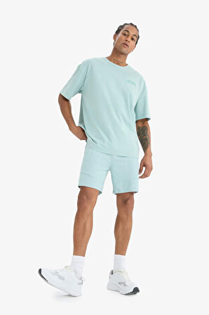 DeFactoFit Oversize Geniş Kalıp Bisiklet Yaka Baskılı Sporcu Kısa Kollu Tişört