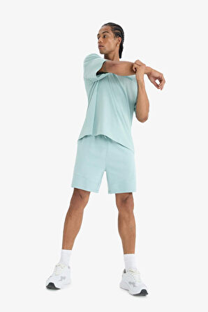 DeFactoFit Standart Fit Sporcu Beli Bağcıklı Cepli Şort