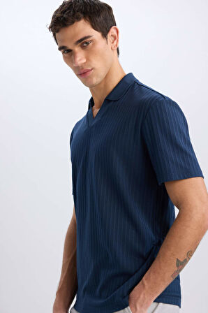 DeFacto Regular Fit Polo Yaka Krinkıl Kısa Kollu Tişört E1207AX25SMNV64