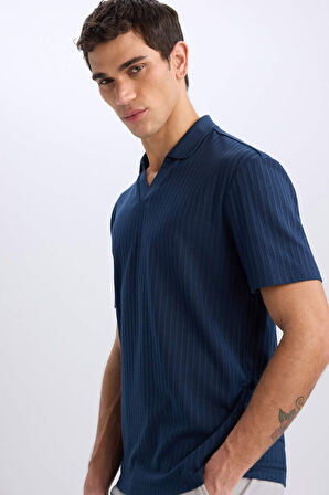 DeFacto Regular Fit Polo Yaka Krinkıl Kısa Kollu Tişört E1207AX25SMNV64