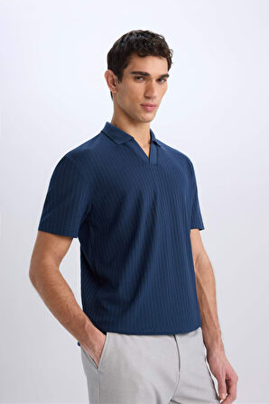 DeFacto Regular Fit Polo Yaka Krinkıl Kısa Kollu Tişört E1207AX25SMNV64