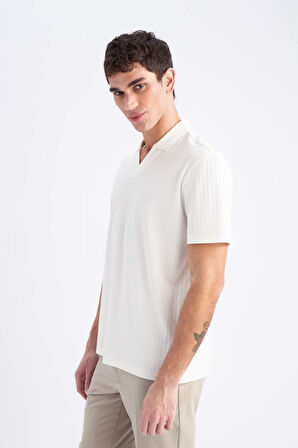 DeFacto Regular Fit Polo Yaka Krinkıl Kısa Kollu Tişört E1207AX25SMER85