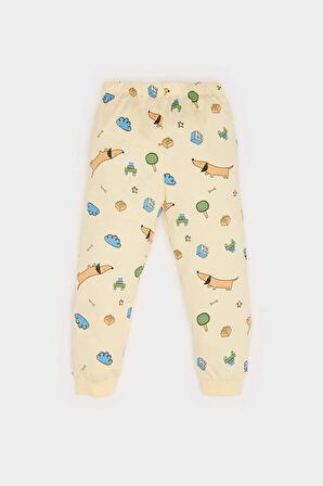 Erkek Bebek Pijama Takımı Desenli Kısa Kollu Penye Üst Beli Lastikli Uzun Alt