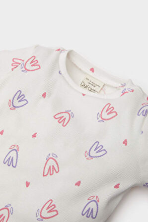 DeFacto Kız Bebek 2'li Takım Çiçekli Fitilli Kaşkorse Uzun Kollu Çıtçıtlı Body Uzun Alt E2386A525SPER105