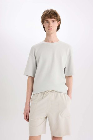 DeFacto %100 Pamuk Slim Fit Dar Paça Cepli Basic Şort B8673AX25SMGR437