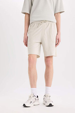 DeFacto %100 Pamuk Slim Fit Dar Kesim Dar Paça Cepli Basic Düz Şort B8673AX25SMGR437