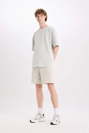 Slim Fit Dar Kesim Dar Paça Cepli Basic Düz Şort