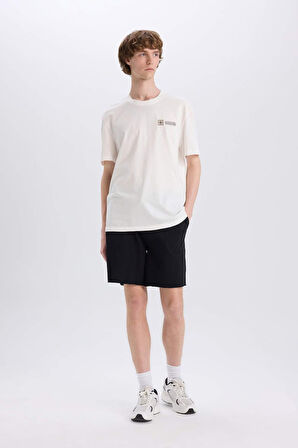 DeFacto %100 Pamuk Slim Fit Dar Kesim Dar Paça Cepli Basic Düz Şort B8673AX25SMBK81