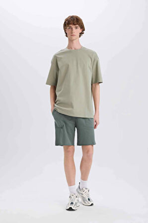 %100 Pamuk Slim Fit Dar Kesim Dar Paça Cepli Basic Düz Şort