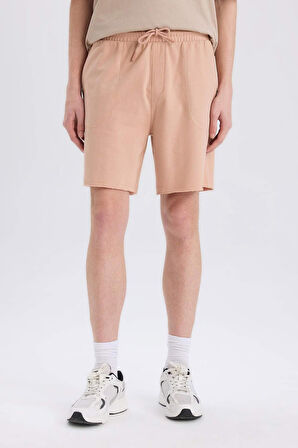 DeFacto %100 Pamuk Slim Fit Dar Kesim Dar Paça Cepli Basic Düz Şort B8673AX25SMBG790