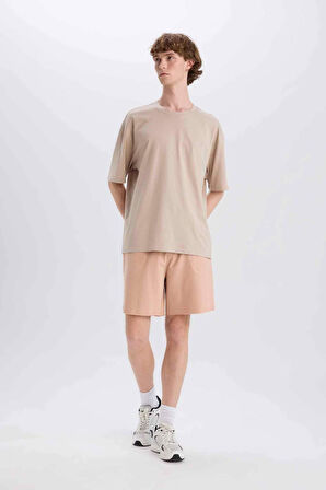 DeFacto %100 Pamuk Slim Fit Dar Kesim Dar Paça Cepli Basic Düz Şort B8673AX25SMBG790