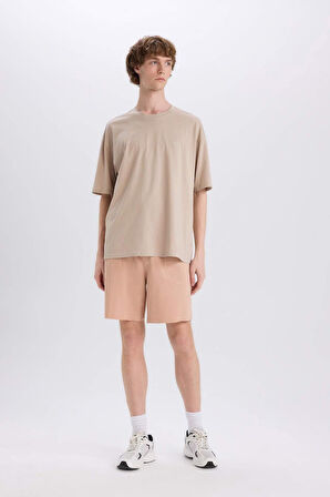 DeFacto %100 Pamuk Slim Fit Dar Kesim Dar Paça Cepli Basic Düz Şort B8673AX25SMBG790