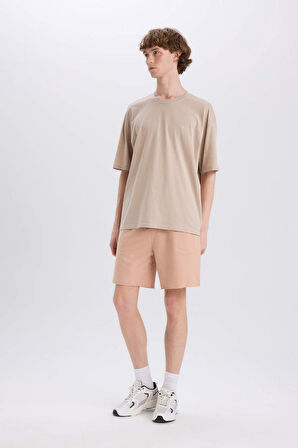 DeFacto %100 Pamuk Slim Fit Dar Kesim Dar Paça Cepli Basic Düz Şort B8673AX25SMBG790