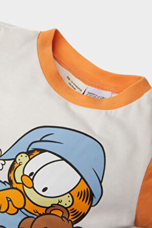 Erkek Bebek Garfield Pijama Takımı Kısa Kollu Penye Üst Beli Lastikli Uzun Alt