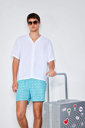 DeFacto Desenli File Astarlı Kısa Boy Deniz Şortu E0976AX25HSGN1101