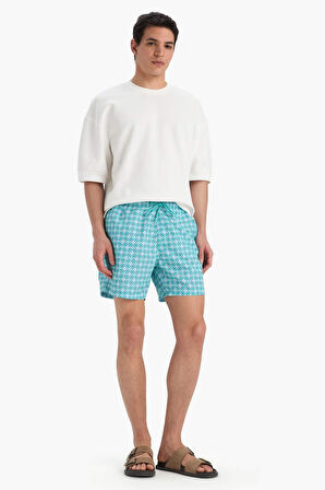 DeFacto Desenli File Astarlı Kısa Boy Deniz Şortu E0976AX25HSGN1101