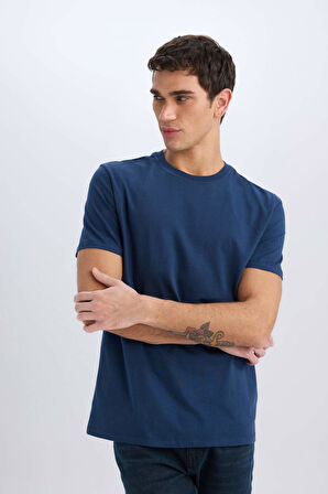 DeFacto New Regular Fit Bisiklet Yaka Basic Düz %100 Pamuk Kısa Kollu Tişört V7699AZ25SPNV241