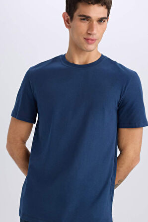 DeFacto New Regular Fit Bisiklet Yaka Basic Düz %100 Pamuk Kısa Kollu Tişört V7699AZ25SPNV241