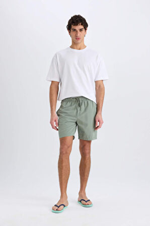 Regular Fit Kısa Boy Yumuşak Tuşeli Deniz Şortu