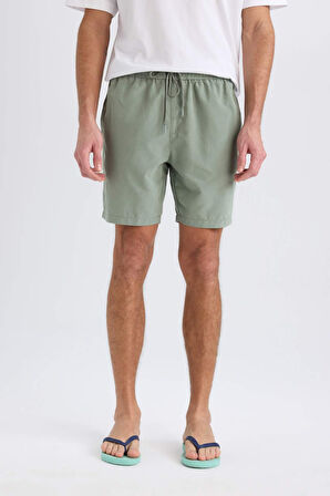 Regular Fit Kısa Boy Yumuşak Tuşeli Deniz Şortu