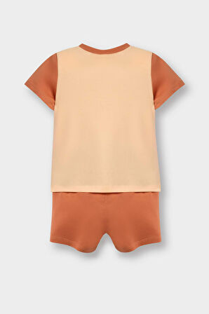 DeFacto Erkek Bebek Pijama Takımı Aslan Baskılı Kısa Kollu Penye Üst Esnek Belli Şort E1190A525HSOG327