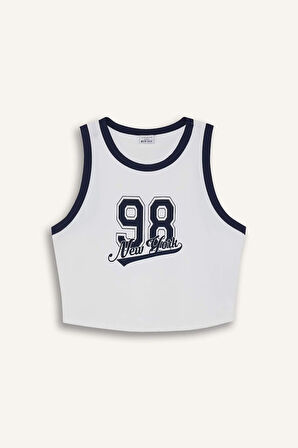 DeFactoFit Crop Baskılı Bisiklet Yaka Sporcu Atlet