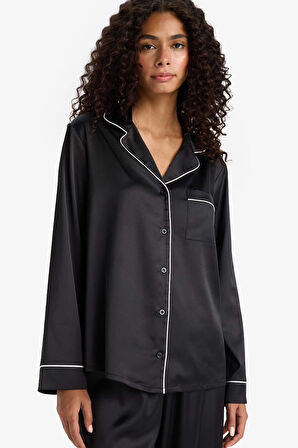 Pijama Takımı Regular Fit Saten Uzun Kollu Üst Uzun Alt-Fall in Love