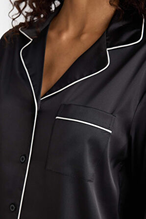 Pijama Takımı Regular Fit Saten Uzun Kollu Üst Uzun Alt-Fall in Love