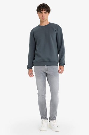 DeFacto Regular Fit Bisiklet Yaka Basic Düz Kalın Sweatshirt T3777AZ25AUAR138