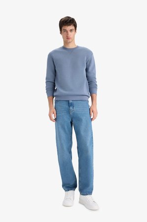 DeFacto Regular Fit Bisiklet Yaka Basic Düz Kalın Sweatshirt T3777AZ25AUGR171