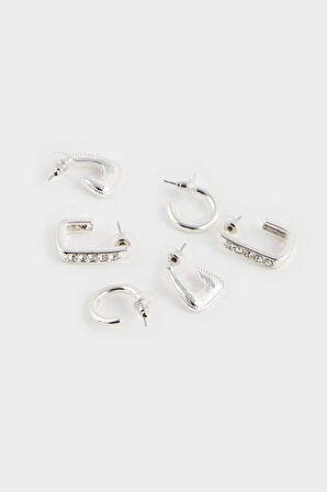 Kadın 3'lü Silver Küpe