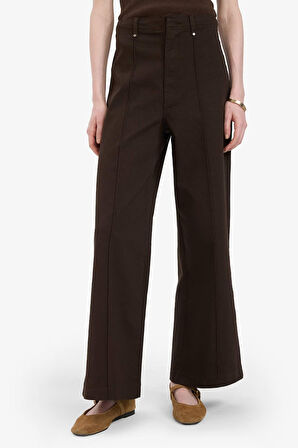 Wide Leg Gabardin Kışlık Pantolon Cepli Yüksek Bel Geniş Paça
