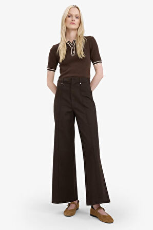 Wide Leg Gabardin Kışlık Pantolon Cepli Yüksek Bel Geniş Paça